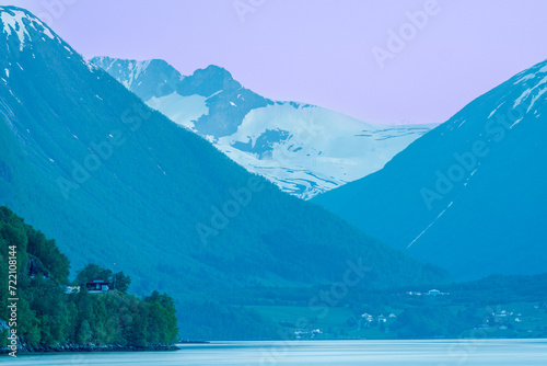 Romsdalsalpane or the Romsdal Alps a mountain range surrounding the Romsdalen valley in Møre og Romsdal county, Norway., Scandinavia,  Europe photo