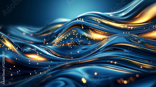 Blue waves of abstract dark background wallpaper.