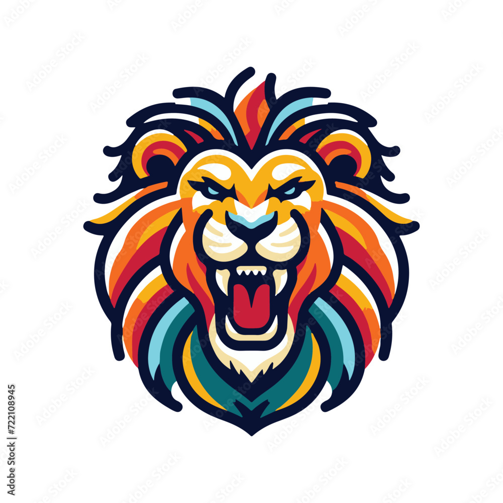 Striking Roaring Lion Face Vector Artwork - Lion Roaring Illustration - Lion Illustration - Lion Face Vector - Lion Logo
