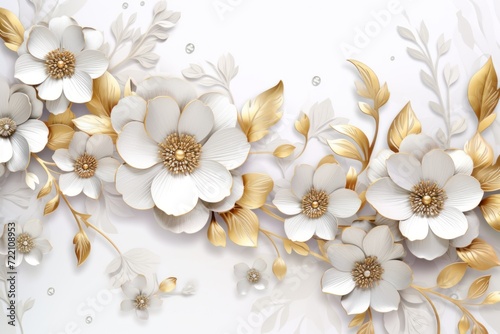 Gold vector illustration cute aesthetic old silver paper with cute silver flowers