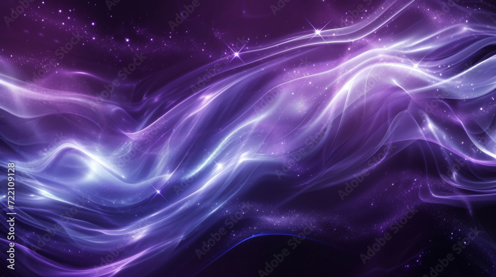 An abstract purple and blue wave pattern with shining lights