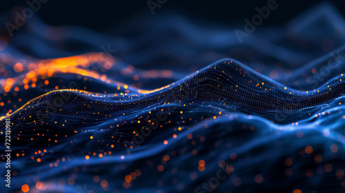 Abstract background made from blue lights and waves