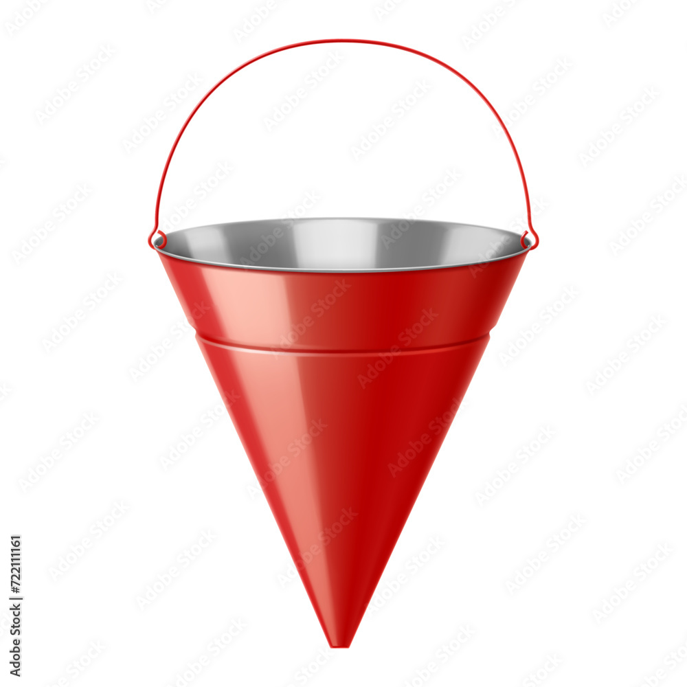 Traditional bright red metal fire bucket isolated on white background. Fire fighting equipment. Realistic 3d vector illustration. Traditional bright red metal fire bucket isolated on white background. Fire fighting equipment. Realistic 3d vector illustration.