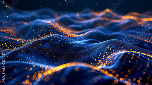 Abstract background made from blue lights and waves