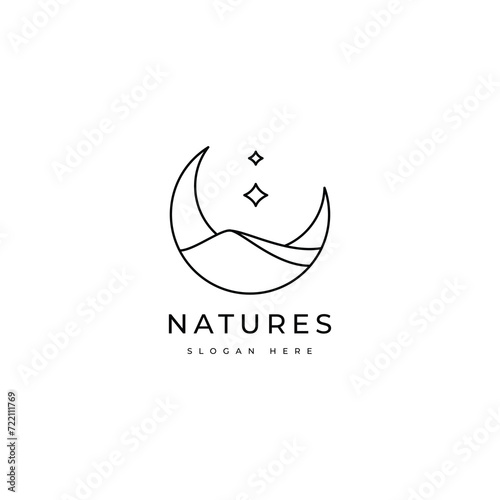 nature sand desert line logo design graphic vector