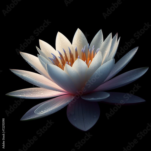 Lotus isolated on black background. Flowers and plants in spring. AI generated