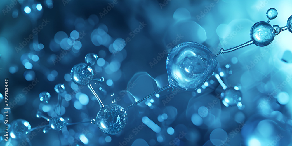 universal Solvent: water molecute, 2 hydrogen 1 oxygen, ability to dissolve many substances, microscopic view of water molecules, glass bubbles, soap bubbles blue glow universal Solvent: water molecute, 2 hydrogen 1 oxygen, ability to dissolve many substances, microscopic view of water molecules, glass bubbles, soap bubbles blue glow