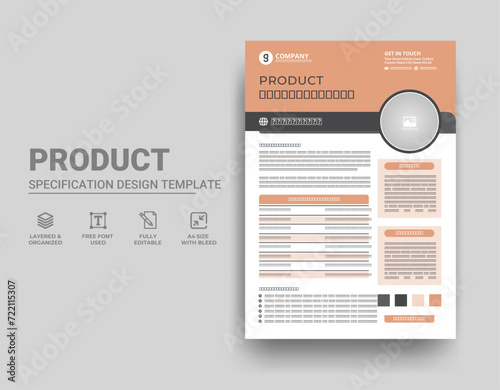 Product Specification Sheet template design photo