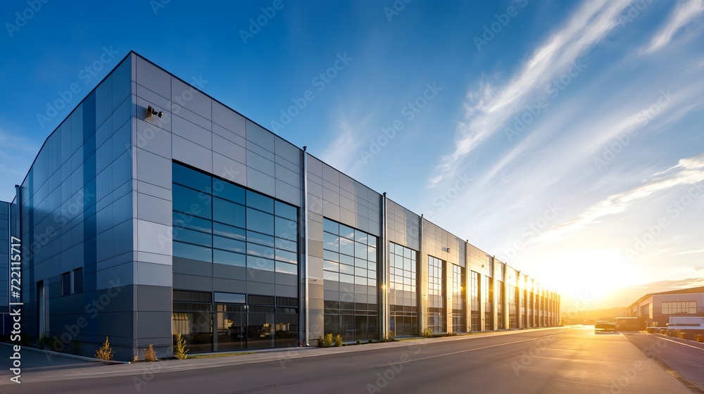 Modern office building in the evening Modern office building in the evening