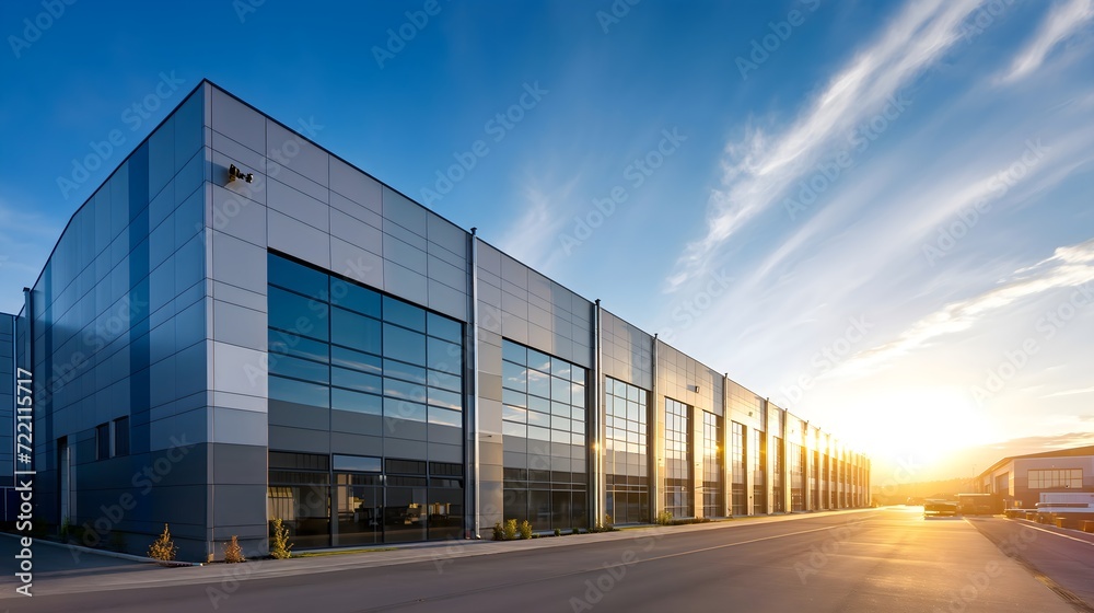 Modern office building in the evening