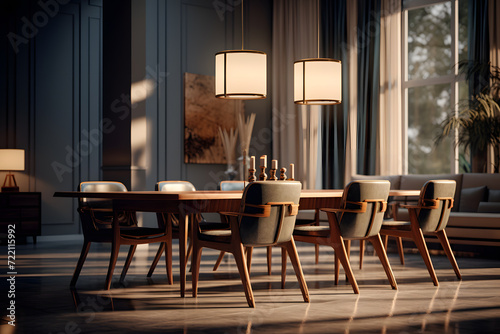 dining room with a pendant light  © sugastocks