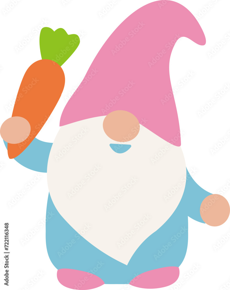 Spring easter gnome holding carrot vector Spring easter gnome holding carrot vector