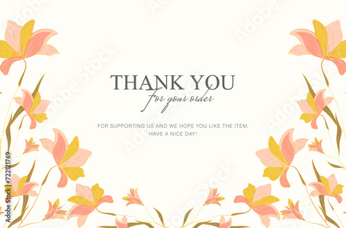 thankyou card template floral design. vector illustration