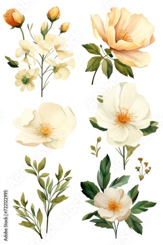 Ivory several pattern flower  sketch  illust  abstract watercolor  flat design