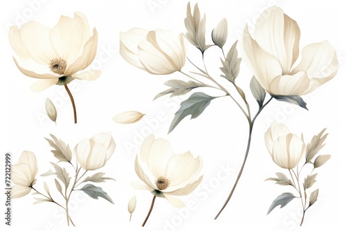 Ivory several pattern flower  sketch  illust  abstract watercolor  flat design