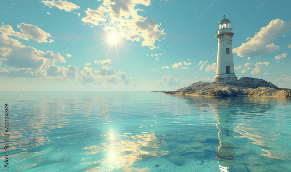 Naklejka premium lighthouse on the island 