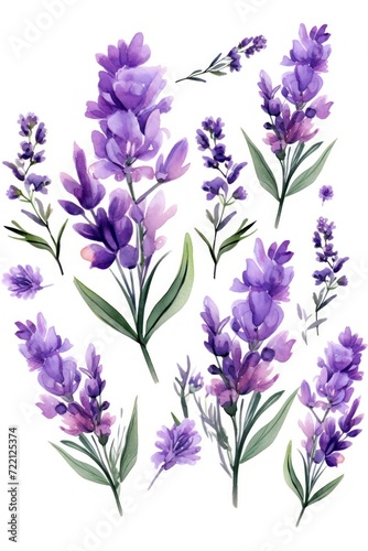 Lavender several pattern flower  sketch  illust  abstract watercolor