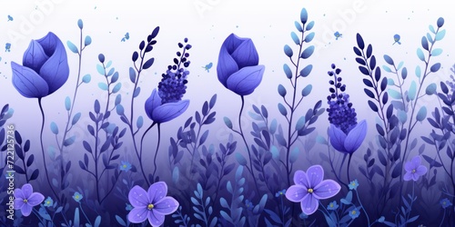 Lavender vector illustration cute aesthetic old indigo paper with cute indigo flowers © Celina