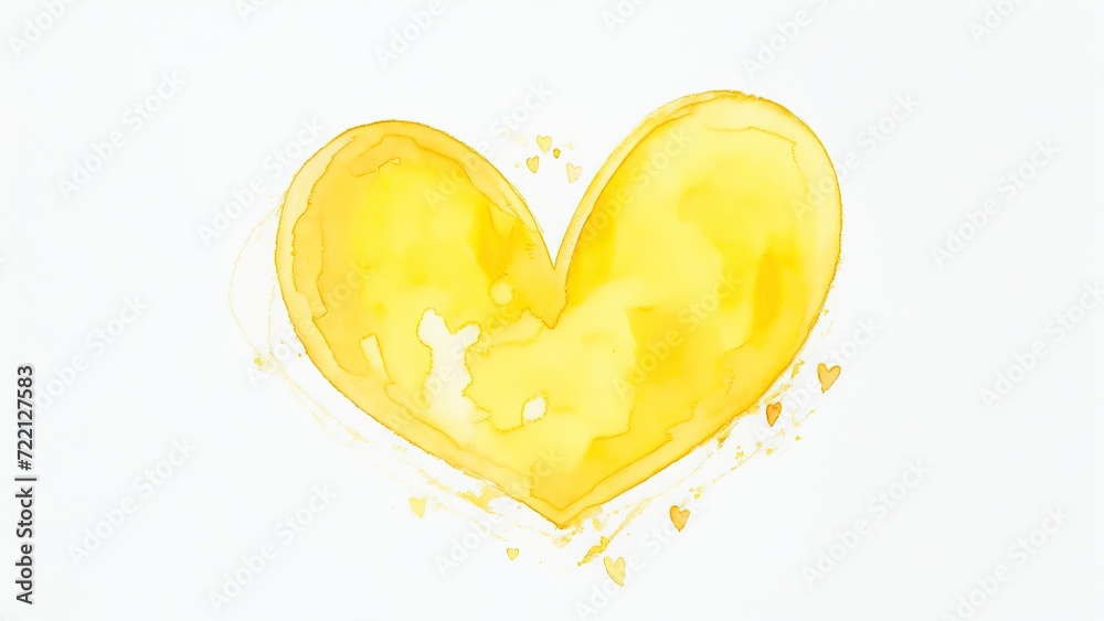 A Yellow Watercolor Heart Shape on a white background