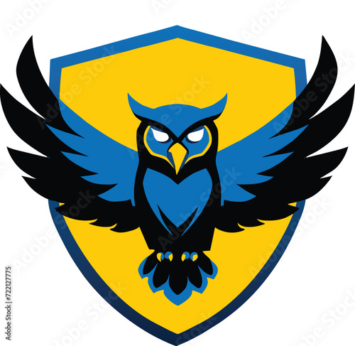 Owl Spread Wings on a shield Vector Illustration for Logo for logos and heraldic symbols