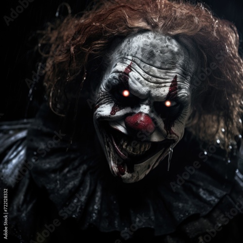 Scary clown in the dark