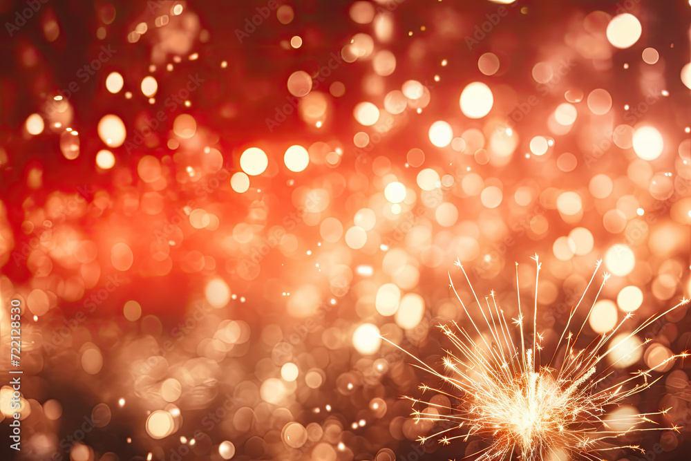 Fototapeta premium Christmas and New Year party background with sparkler and bokeh lights