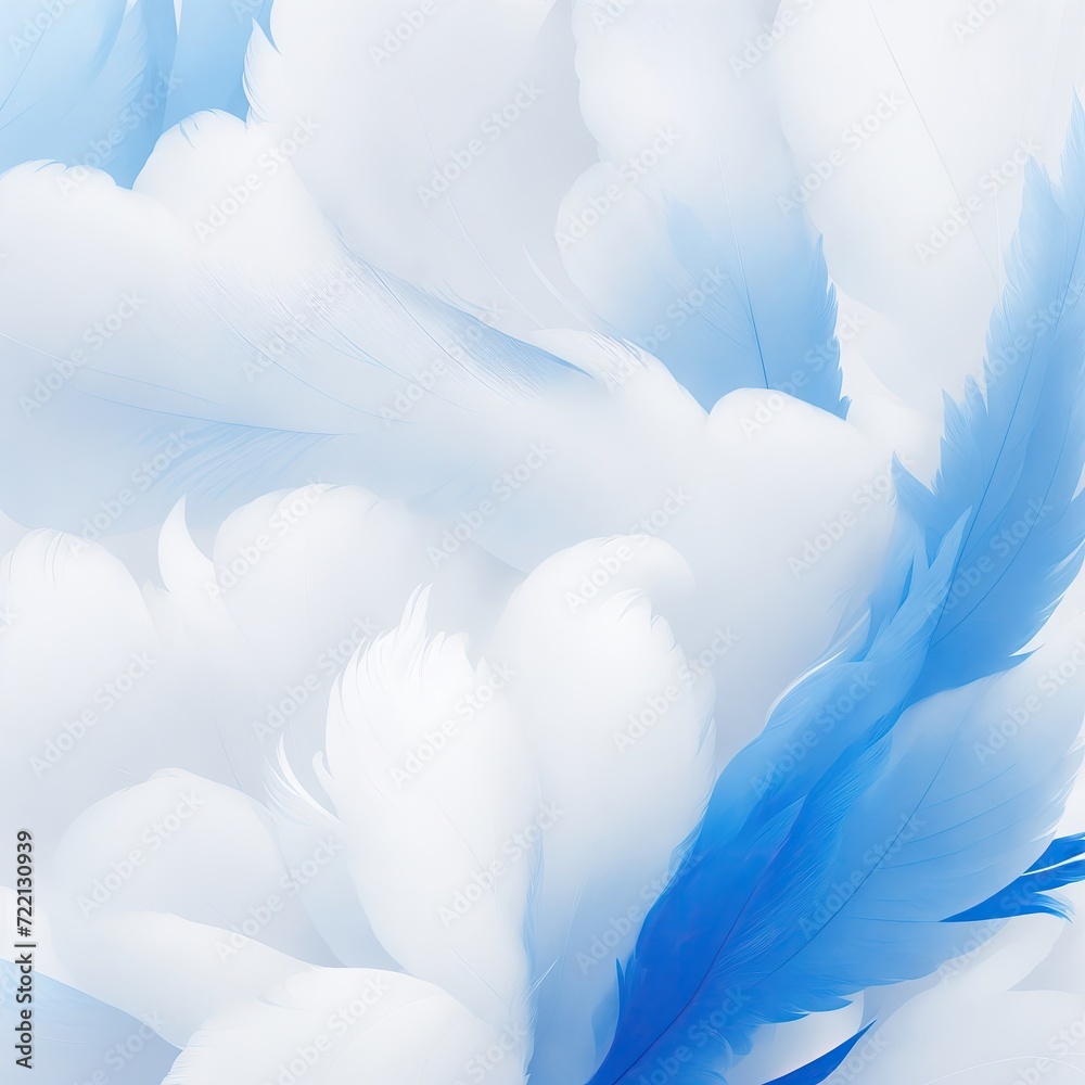 Stylish White and Blue Soft Feathers Background