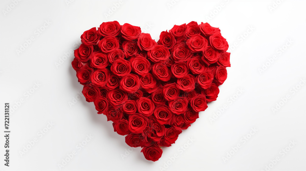 Valentines Day Heart Made of Red Roses Isolated on White Background. Heart of red roses Valentines Day Heart Made of Red Roses Isolated on White Background. Heart of red roses