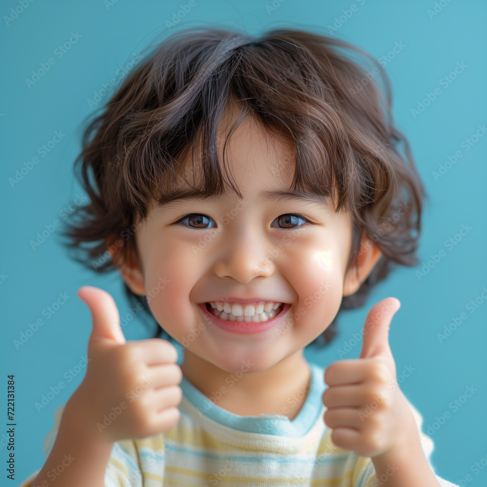 Fisheye view of a japanese kid boy jumping and thumbs pink background. Fisheye view of a japanese kid boy jumping and thumbs pink background.