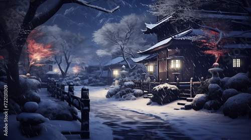 Village in winter landmark in Japan © Kokhanchikov