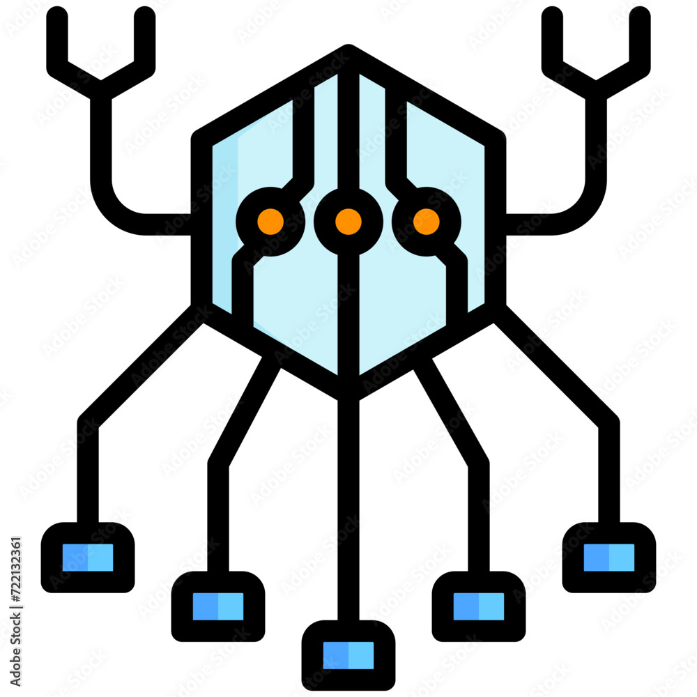 Nanobot lineal multi color icon. relate to robotic engineering and technology theme. use for UI or UX kit, web and app development.