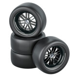 Car sport wheels with slick tires. 3D rendering isolated on transparent background