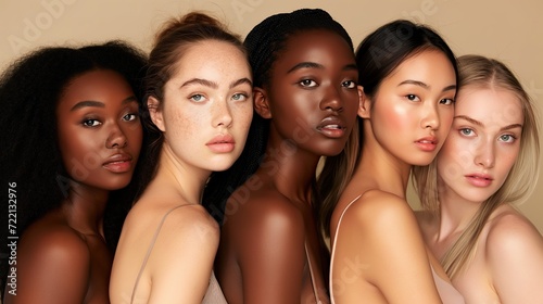 Portrait of attractive female models of different skin color