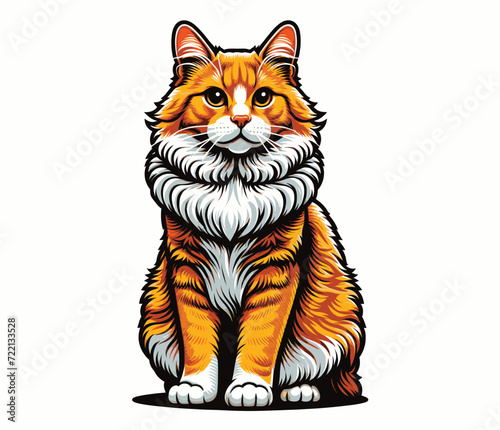 Cat Illustration with Decorative Patterns, Art for Pet Lovers.