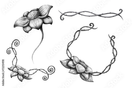Handmade Graphite Rose Flower Pack