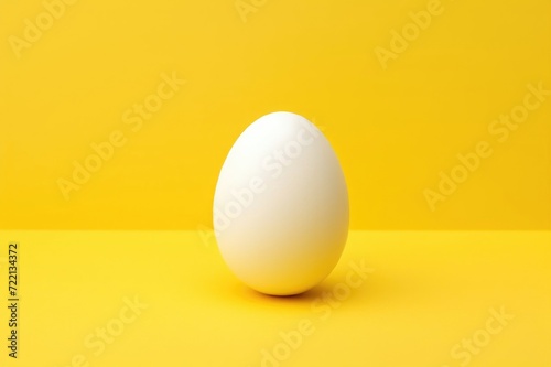 Egg close-up of white color on yellow background
