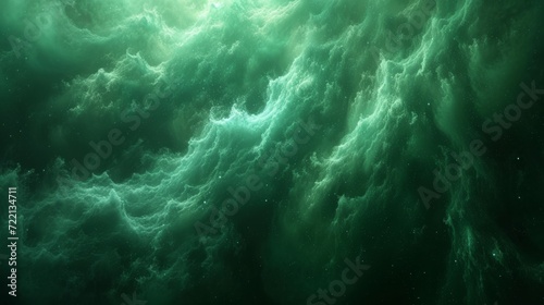 Green smoke, bright green smoke drifting through space, flowing movement and light form of smoke, generated with AI