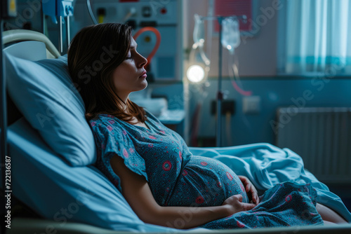 Exhausted Expectant Mother in Hospital