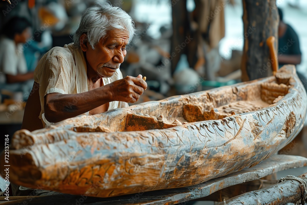 Indian traditional boat researcher studying the cultural significance of boat designs. Indian traditional boat researcher studying the cultural significance of boat designs.