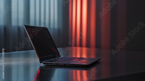 Modern laptop on the table with dark ambient 