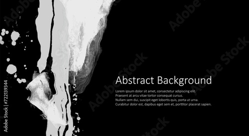 White ink brush stroke on black background. Japanese style. Vector illustration grunge stains. Brushes illustration.