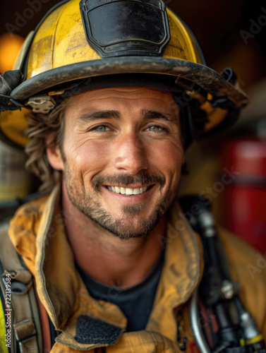 smiling cool handsome fireman