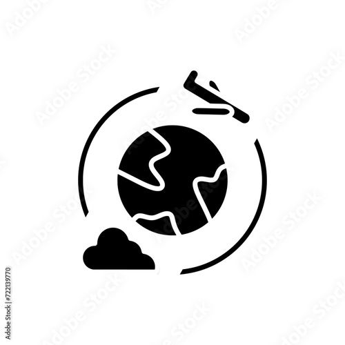 Travel around the world by plane in outline flat icon. Summer vacation element graphic resources for many purposes. 