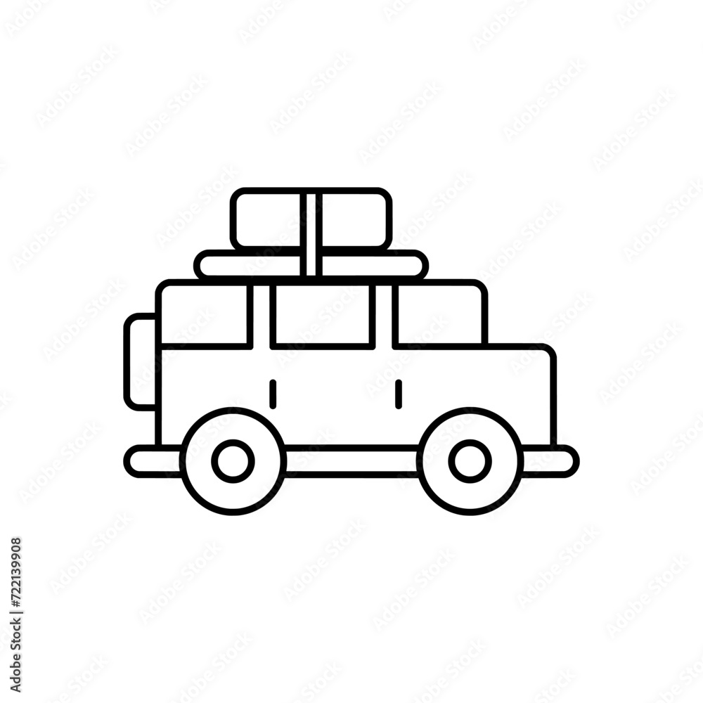 Travel car in outline flat icon. Summer vacation element graphic resources for many purposes.