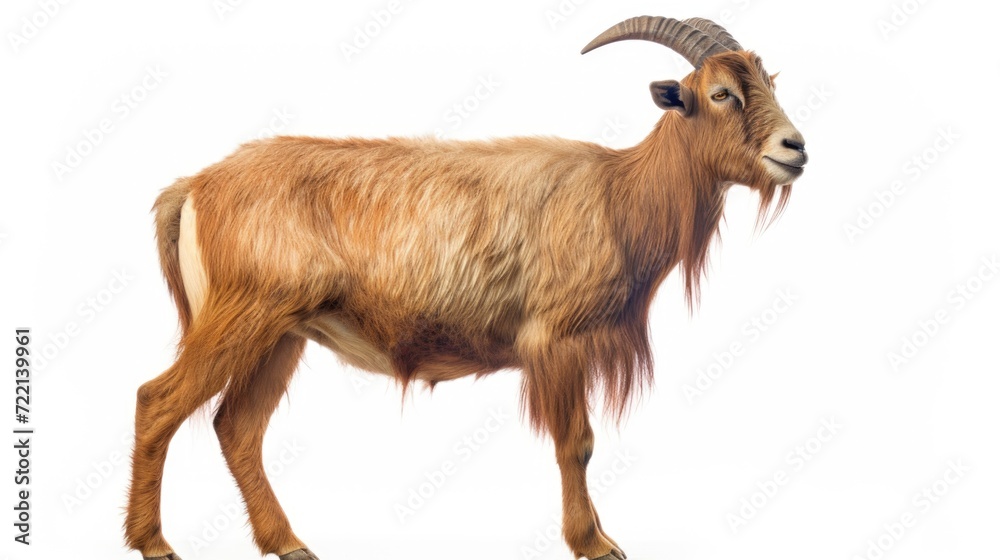 Closeup goat portrait full body length on isolated white background with space for copy Closeup goat portrait full body length on isolated white background with space for copy
