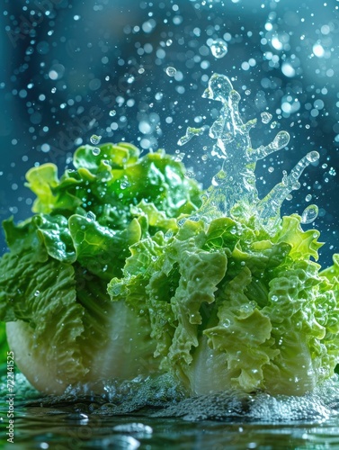 fresh lettuce in water