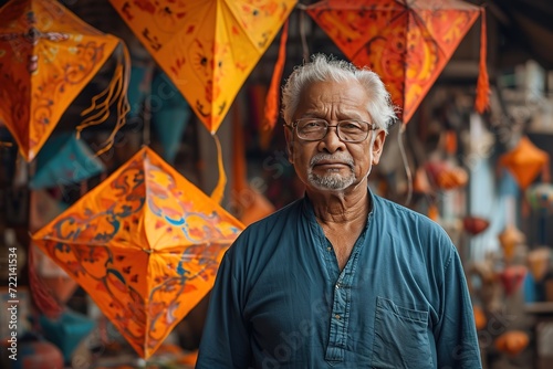 Indian traditional kite making instructor teaching the art of crafting vibrant kites