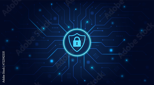 Internet digital security technology concept for business background. Data protection concept design for personal privacy, and cyber security. Shield With Keyhole icon, Vector, and Illustration.