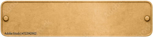 Isolated Brass Plate With Two Rivets. 3D Illustration