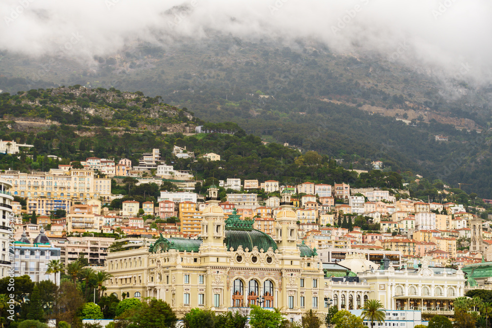Panoramic view of Monte Carlo marina and cityscape